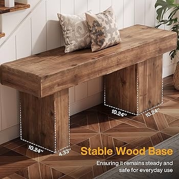 Bench Artistic Branch Legs Thickened Slab Seat Sculptural Wood Accent
