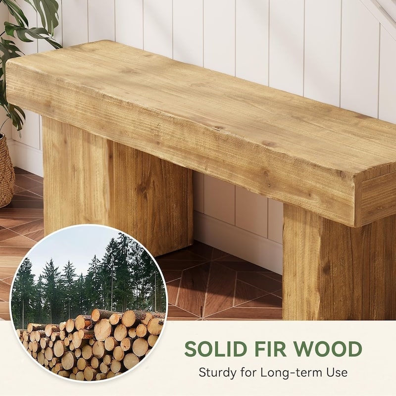 Bench Artistic Slab Legs Live Edge Appearance Light Brown