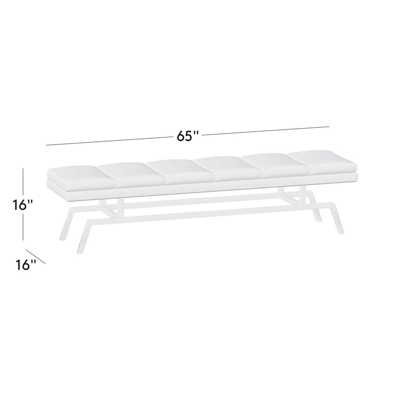 Bench Backless Silver Blue Upholstery Polished Metal Base Minimalist