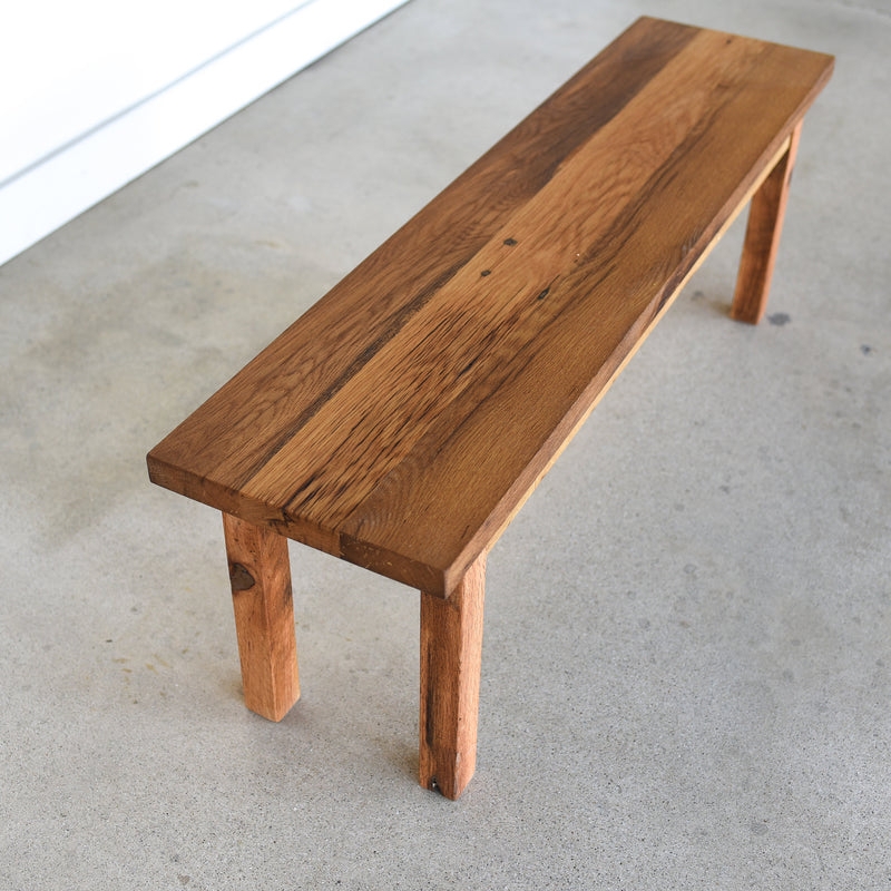 Bench Block Leg Thick Plank Seat Honey Brown Rustic Modern