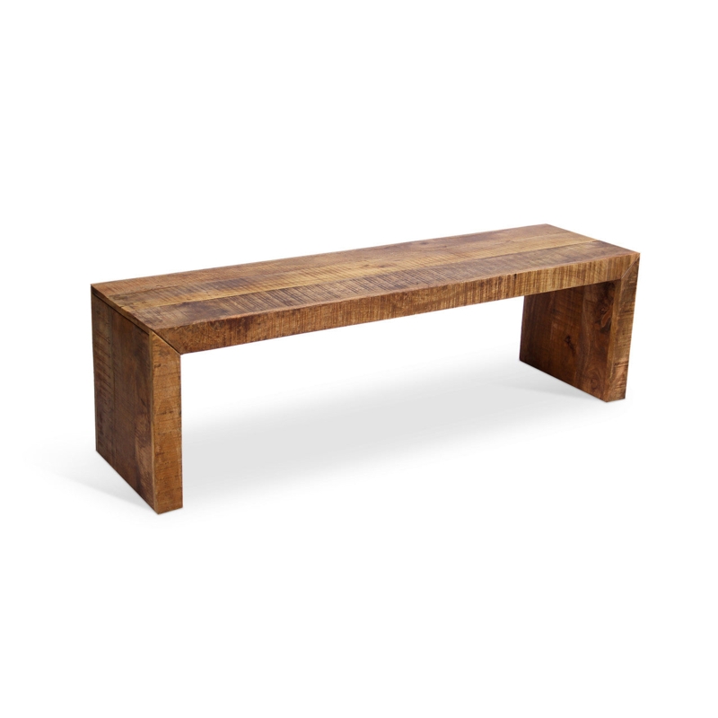Bench Butterfly Joint Detail Mango Wood Slab Legs Rustic Entryway