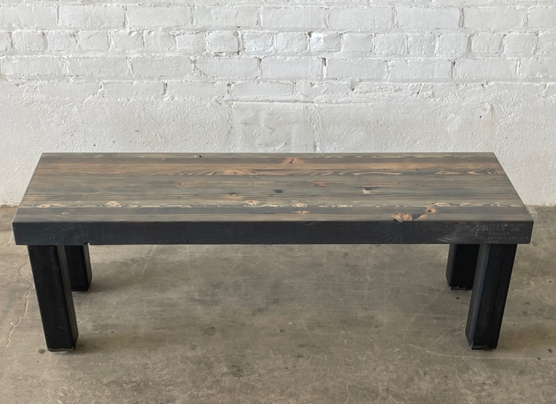 Bench, Carbon Gray Reclaimed Plank Top & Block Legs