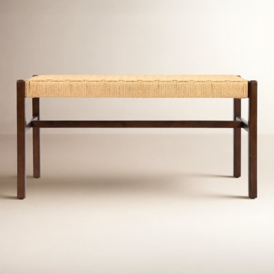 Bench Charcoal Upholstery Splayed Tapered Legs Mid Century