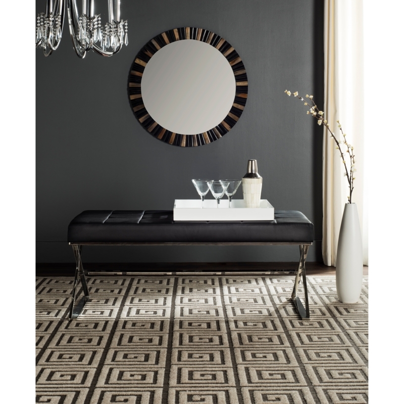 Bench Chrome X Legs Black Tufted Seat Foyer Living Room Ideas