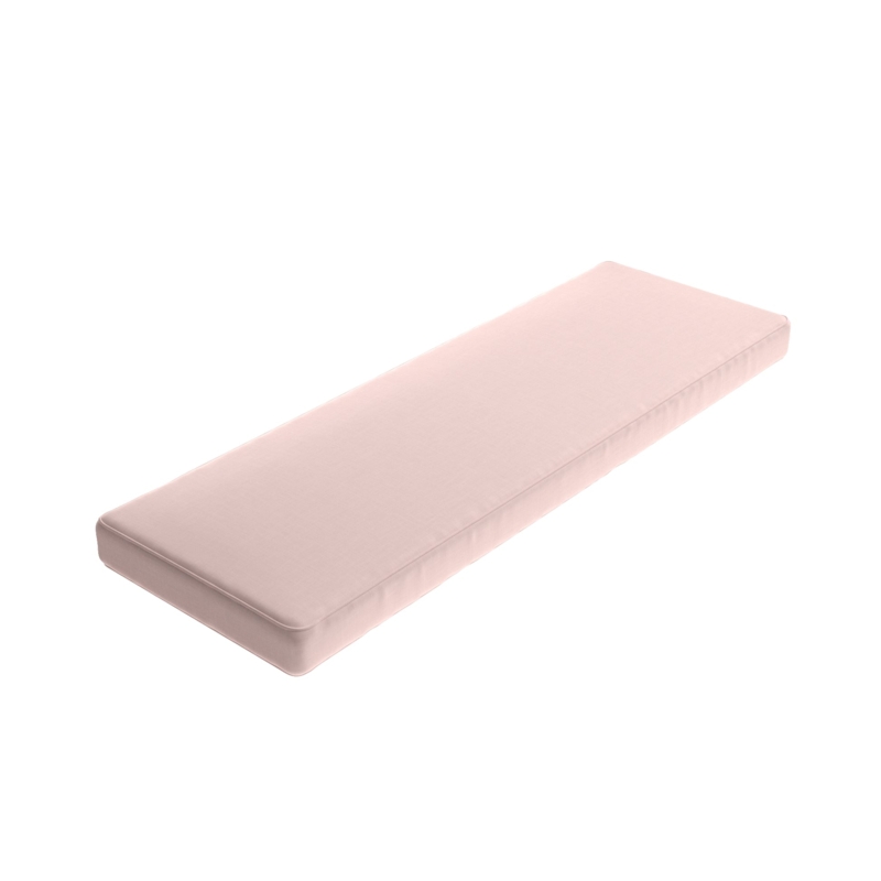 Bench Cushion in Blush Linen-Like Fabric with Piped Edges, Tailored