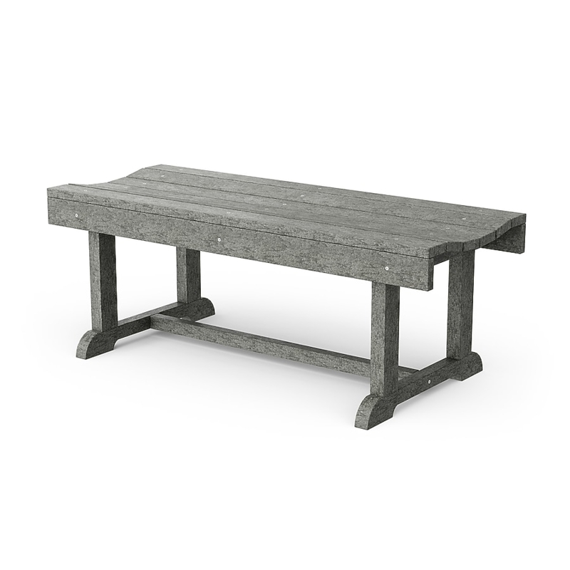 Bench, Dark Gray Wood Grain Texture & Slat Seat