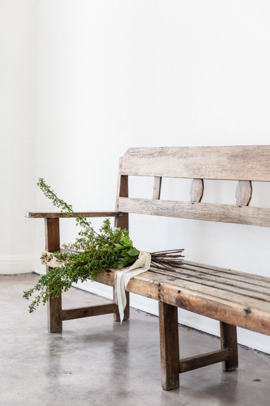 Bench Decorative Backrest Slatted Seat, Weathered Wood Hallway Seating