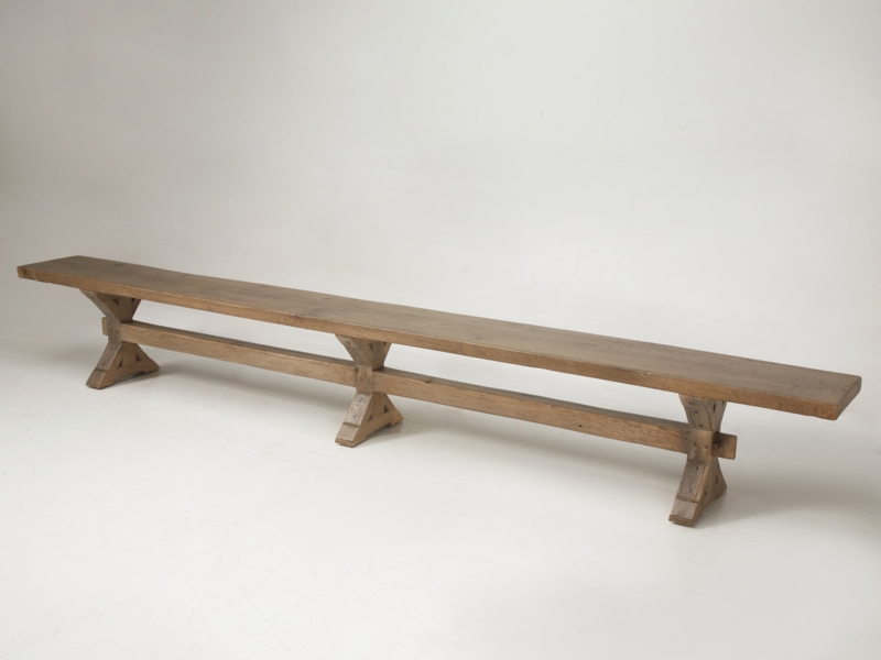 Bench Extra Long Dining Bench Rustic Trestle Base Exposed Joinery