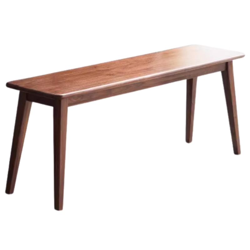 Bench Extra Long Profile Rounded Legs Dark Walnut Japandi Style