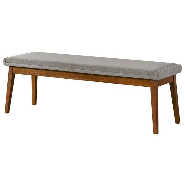 Bench in Ash Grey Upholstery with Splayed Walnut Legs, Mid-Century