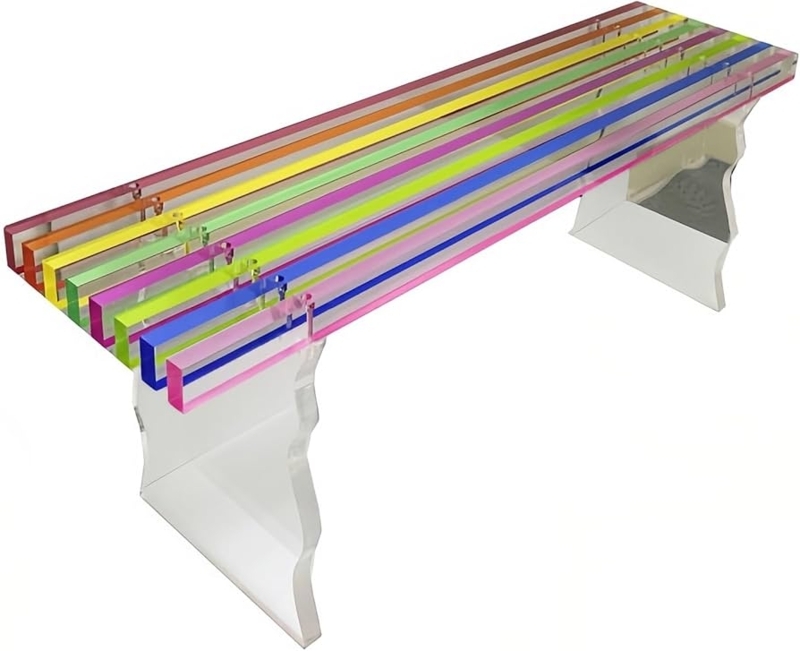 Bench Iridescent Acrylic Waterfall Design Contemporary Transparent Seating