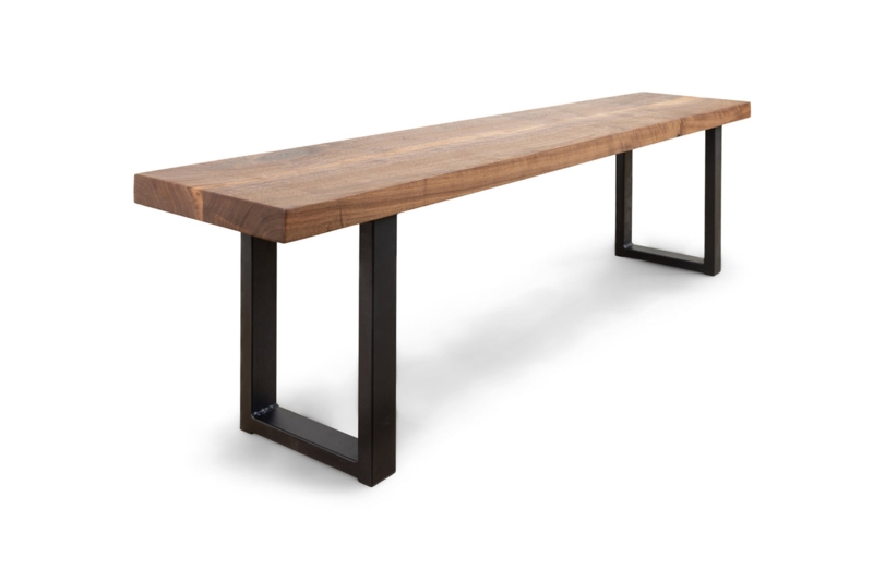 Bench Live Edge Walnut Tone Industrial Metal Legs Rustic Entryway