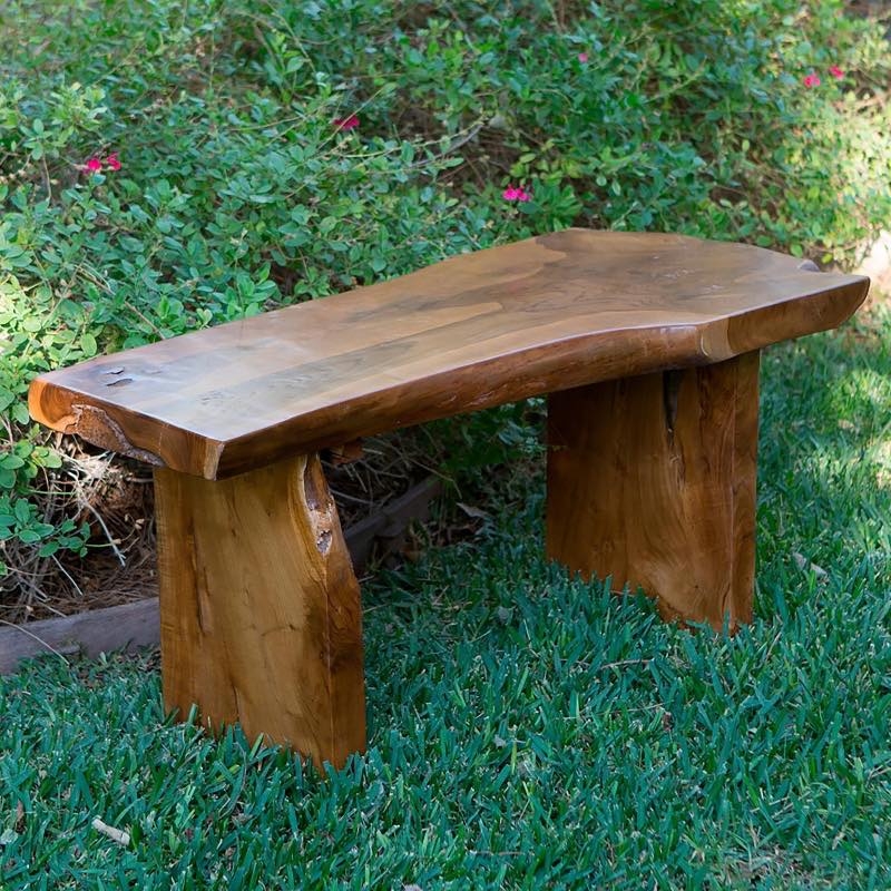 Bench Live Edge Wood Toned Slab Legs Organic Entryway Seating