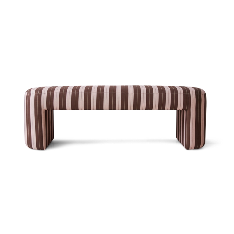 Bench Low Profile, Monochrome Vertical Stripes Minimalist Seating