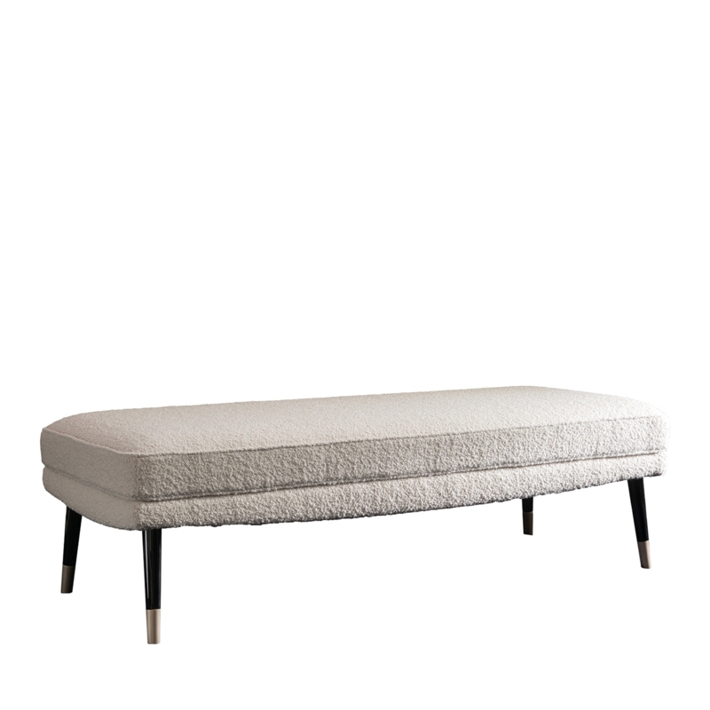 Bench Metallic Ferrules Boucle Texture Black Legs Glam Style