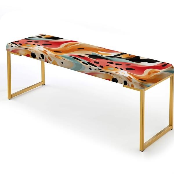Bench Modern Geometric Color Block Upholstery Black Metal Legs Urban