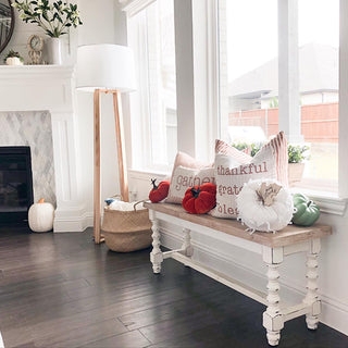 Bench Natural Wood Top Whitewashed Legs, Rustic White Turned Leg Bench