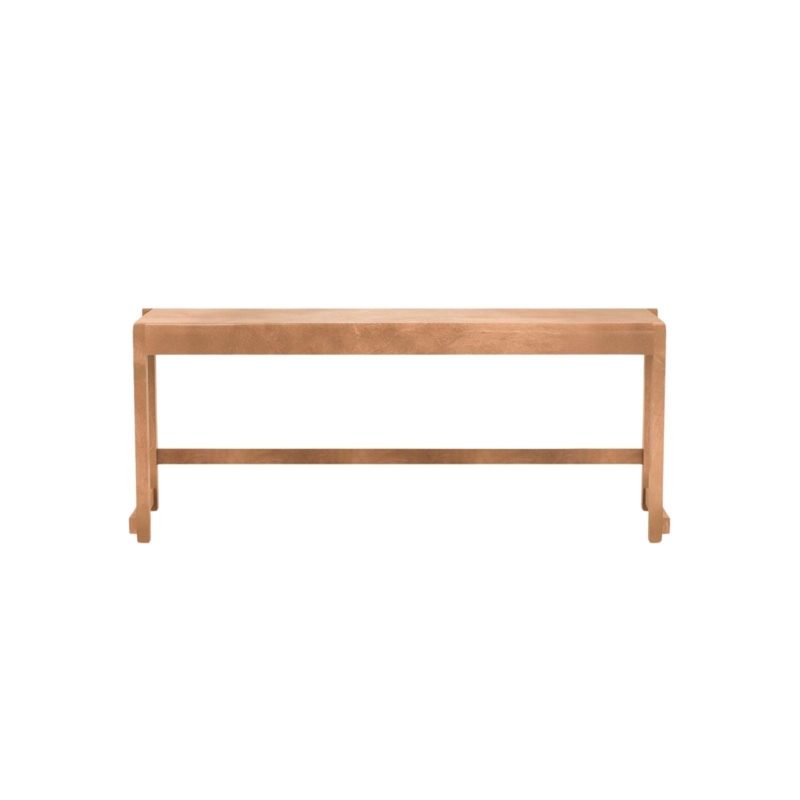Bench Notched Legs Warm Brown Finish Horizontal Support Rail