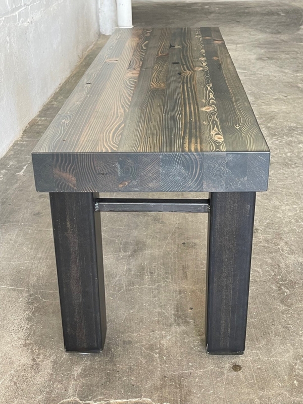 Bench, Reclaimed Wood Top with Carbon Gray Metal Legs