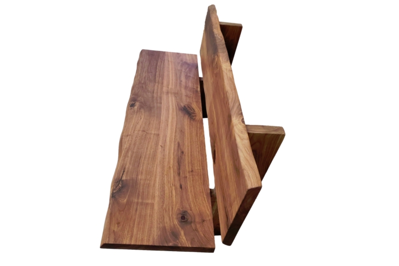 Bench Sculpted Base Live Edge Walnut Toned Slab Organic Modern Style