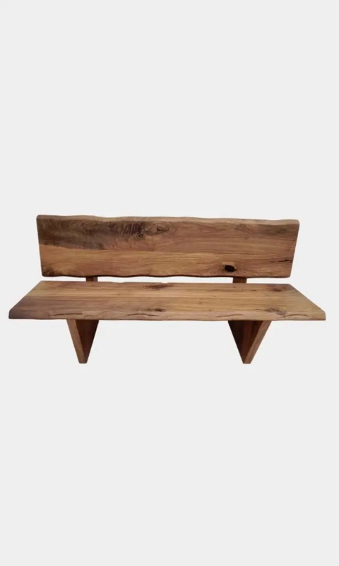 Bench Sculptural Base Live Edge Natural Wood Grain Entryway Seat