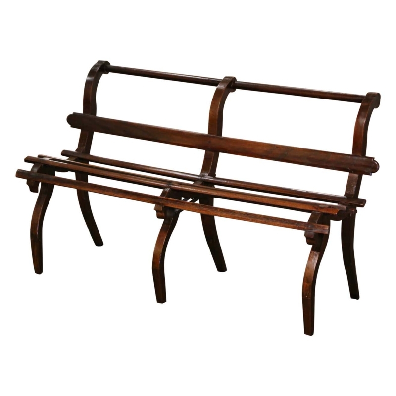 Bench Six Leg Wooden Hall Seating Rustic Dark Slat Design