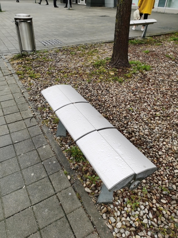 Bench Slanted Seat Wall Mounted Minimalist Metal Transit Design