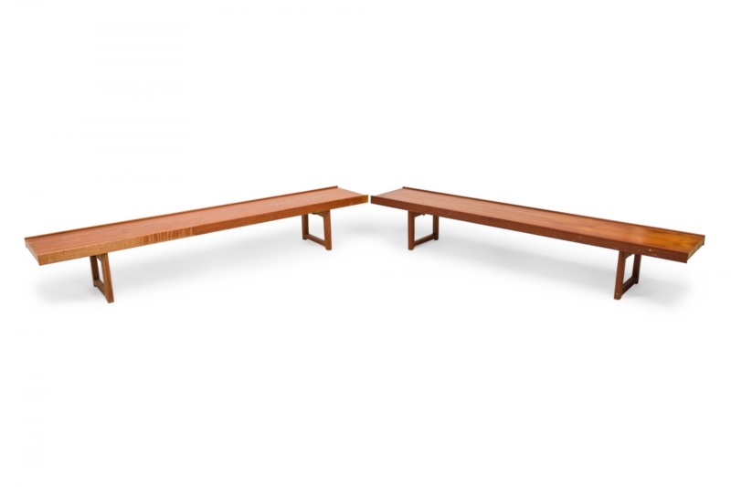 Bench Slatted Top Low Profile Wood Grain Plank Construction