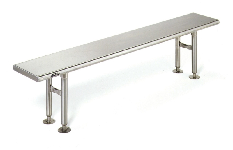Bench Solid Top Stainless Steel Tubular Legs Brushed Finish
