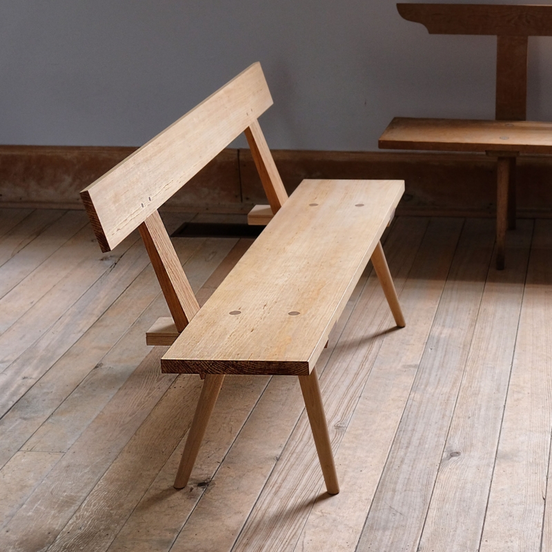 Bench Spindle Back Tapered Legs Light Brown Wood Scandinavian Style