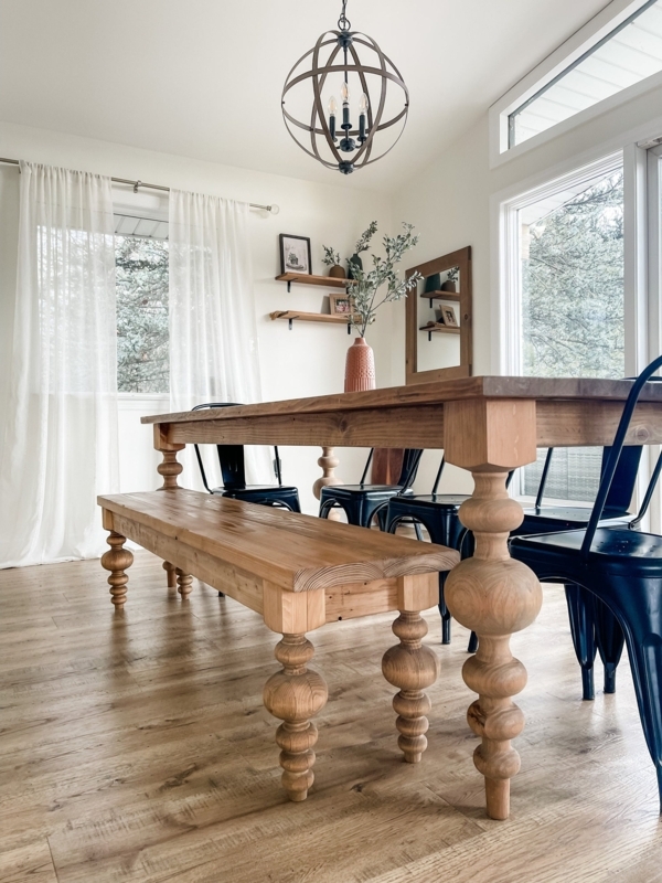 Bench Thick Plank Seat Natural Wood Minimalist Entryway Backless