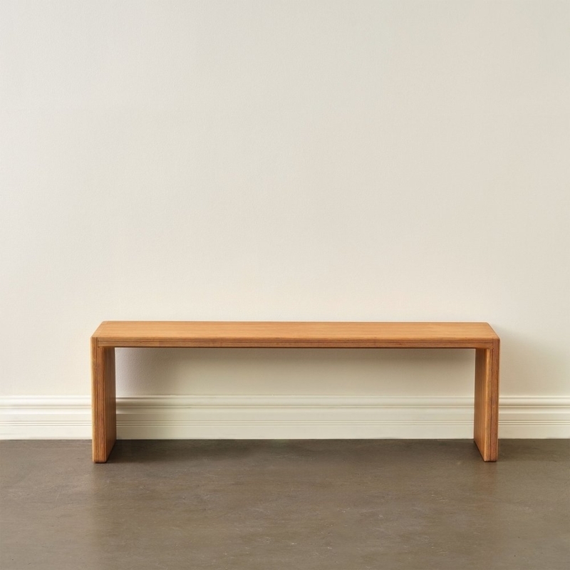 Bench U-Shaped Frame Thick Profile Natural Birch Look