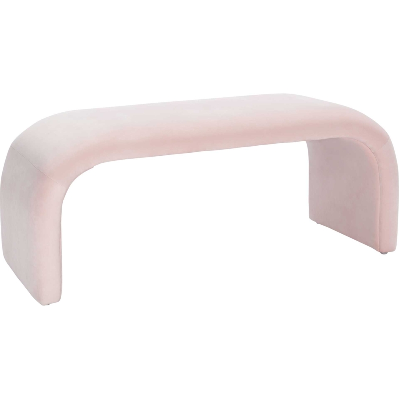 Bench Upholstered Curved Wrap Around Back Tapered Wood Legs Elegant