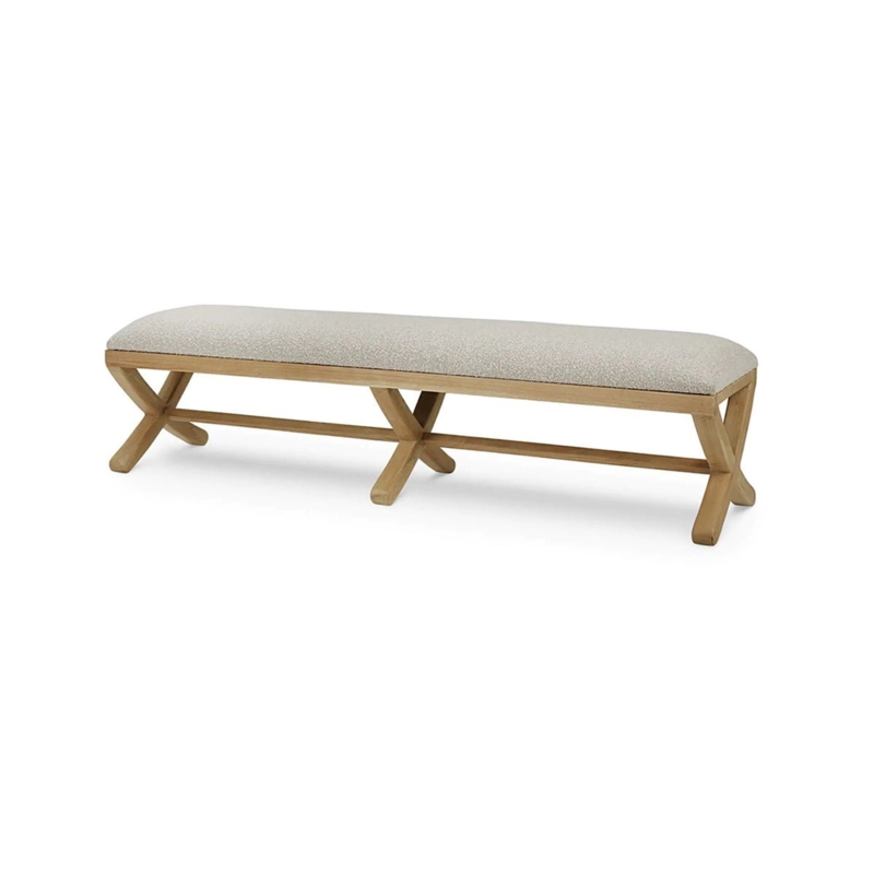 Bench Upholstered Seat Tapered Legs Light Gray