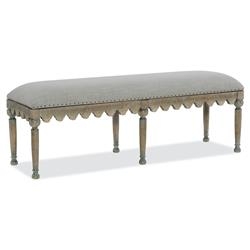 Bench Upholstered With Scalloped Apron French Country Turned Legs