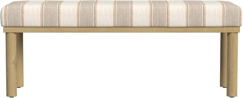 Bench Wide Stripe Pattern, Transitional Upholstered Seat