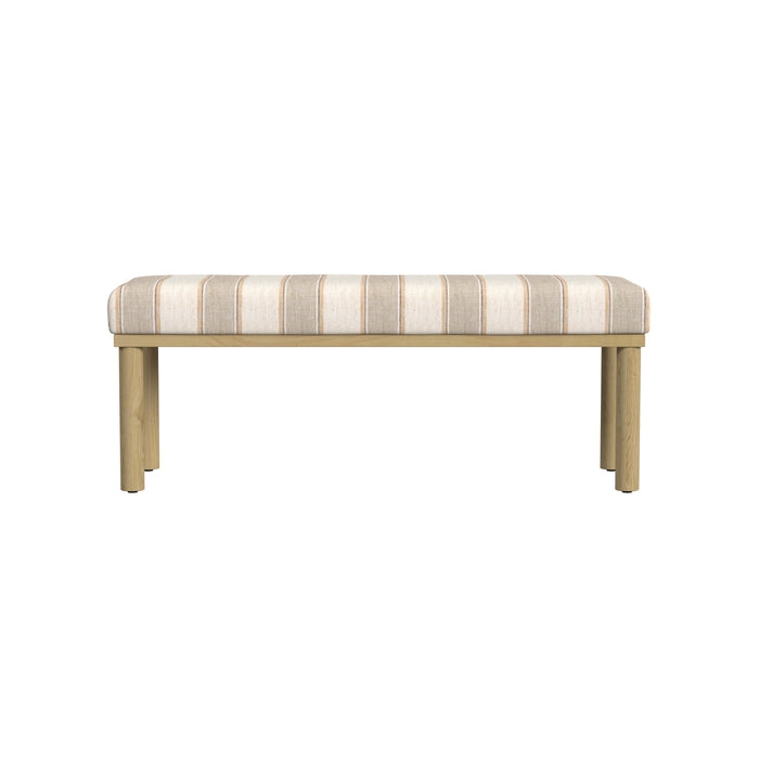 Bench Wide Tan Stripe, Tapered Legs Scandinavian Style Seating