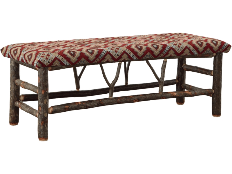 Bench with Branch-Style Frame and Natural Hickory Wood Appearance