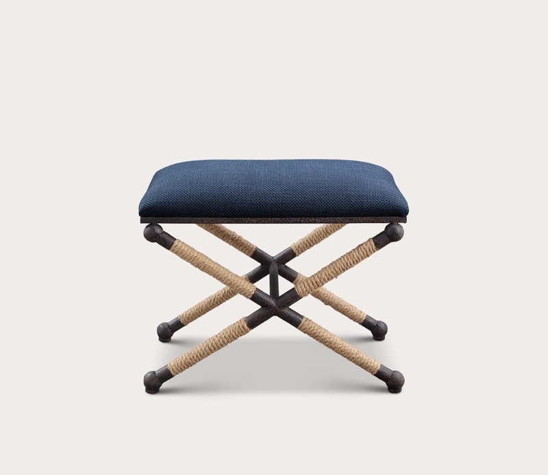 Bench with Button Tufting & X-Frame Base