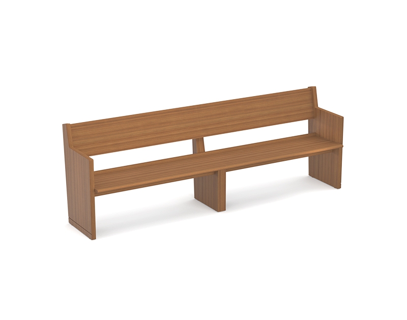 Bench with Central Support Leg, Minimalist Wood Architectural Seating