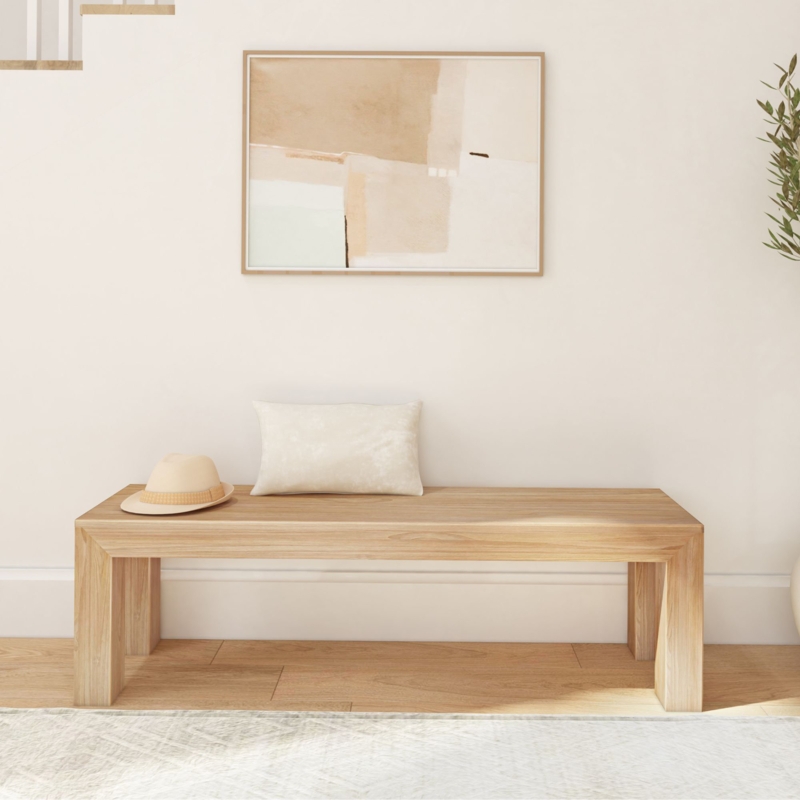 Bench with Light Wood Grain, Straight Legs, Scandinavian Style