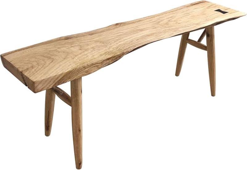Bench with Live Edge and Butterfly Joint Detail, Natural Wood Finish
