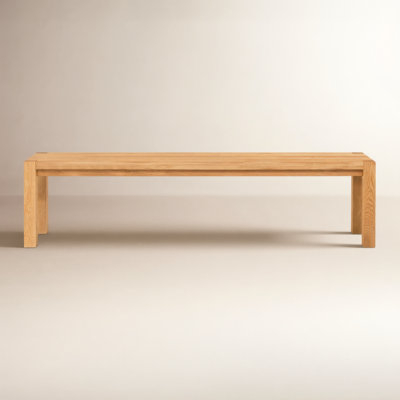 Bench with Long Profile & Angled Legs, Natural Oak Finish