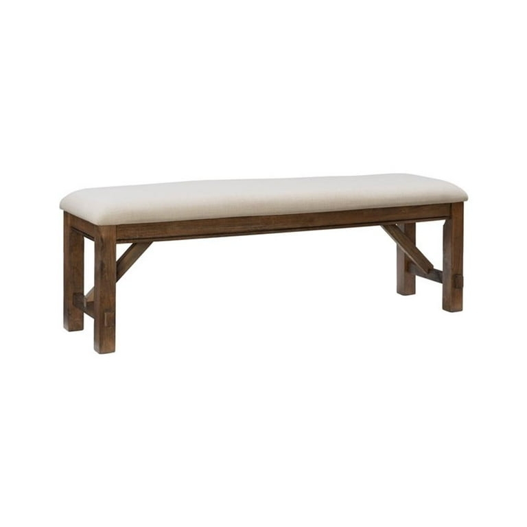Bench with Rustic Umber Finish, Tapered Legs for Entryway