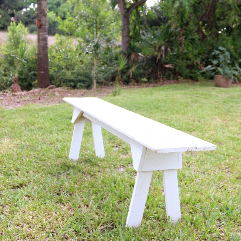 Bench with Triple X-Back Design and Rustic Weathered Finish