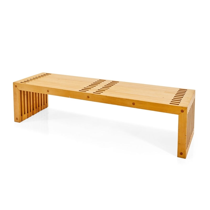Bench with Waterfall Silhouette and Slatted Seat Cutouts