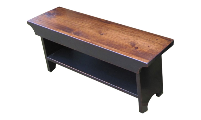 Bench Wooden Kitchen Bench Two Tone Lower Shelf Country Style