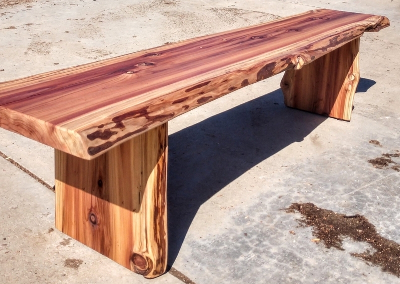 Benches Live Edge Solid Wood Stack Natural Grain with Visible Knots