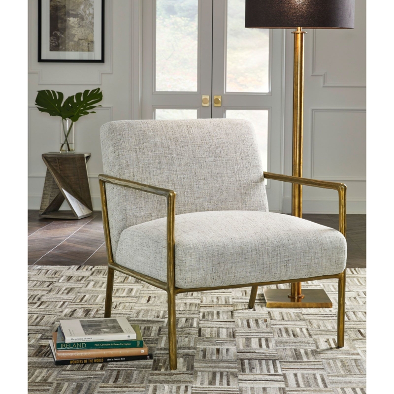 Black Accent Chair with Slim Architectural Brass Frame