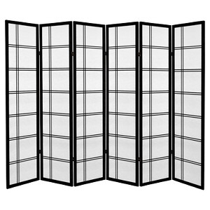 Black and White 6-Panel Room Divider Double Cross Grid Screen